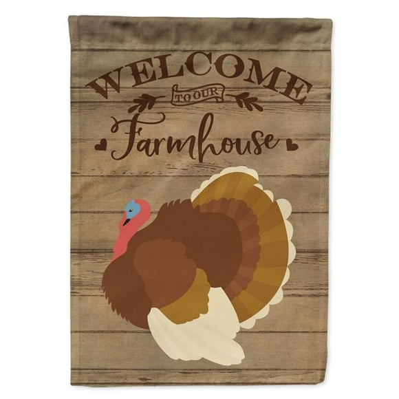 Carolines Treasures CK6934CHF French Turkey Dindon Welcome Canvas House Flag - 28 x 0.01 x 40 in.