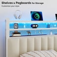 thumbnail image 5 of Zimtown Headboard for Twin Size Bed with Storage, Linen Upholstered Head Board with LED Light and Charging Station, White, 5 of 12