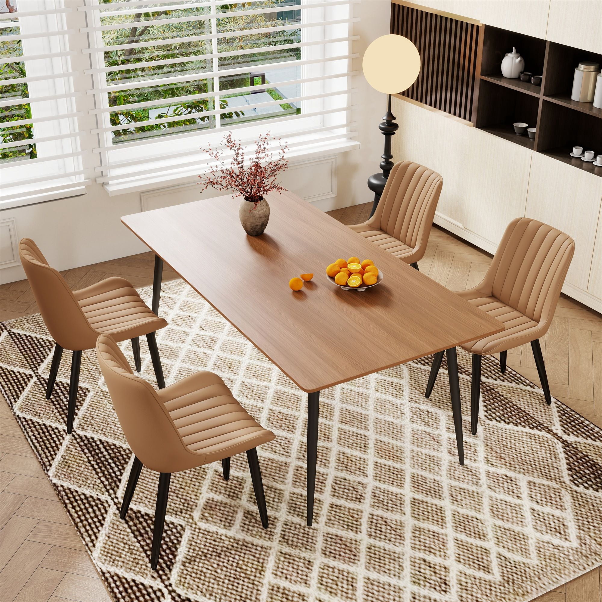 Alvantor Dining Chairs Set of 4 Upholstered Side Chairs with Padded Seats & Metal Legs for Kitchen Living Room Brown