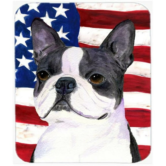 Usa American Flag With Boston Terrier Mouse Pad, Hot Pad Or Trivet