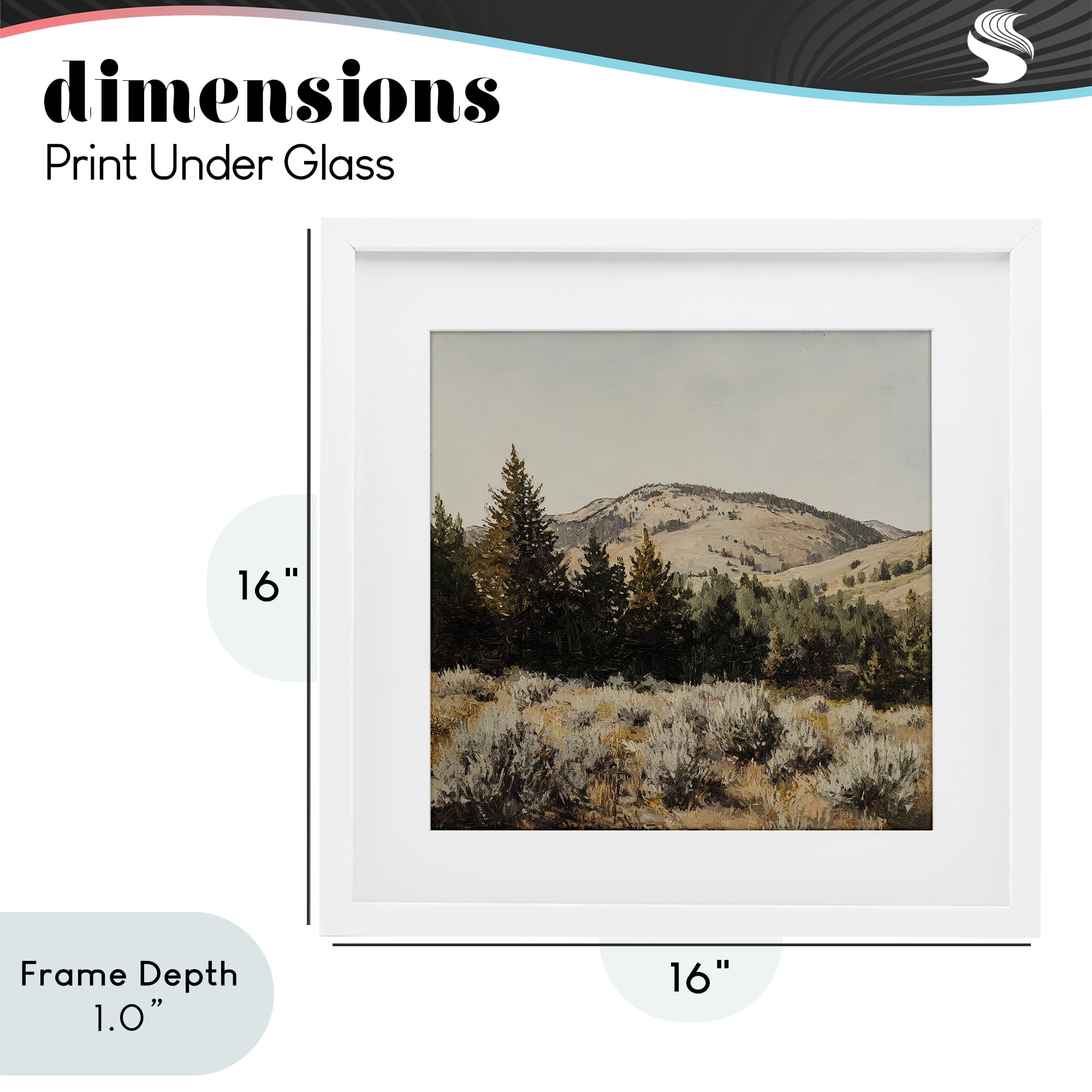 Stupell Industries Cedar Mountain View White Framed Print Under Glass, design by Petal Prints Design