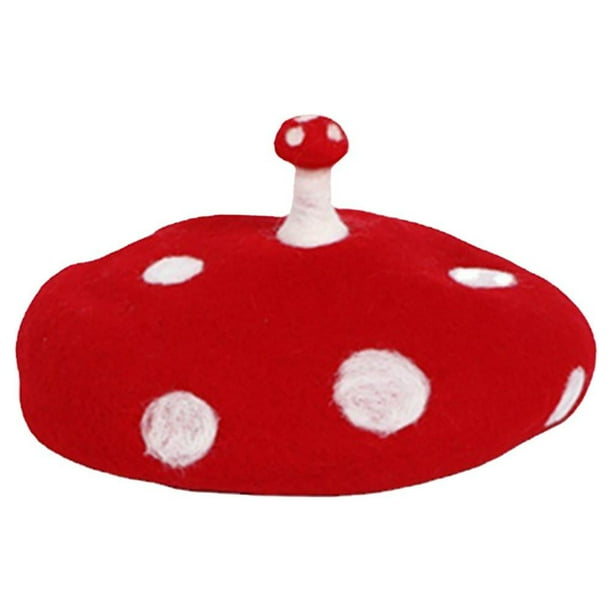 Sombrero de hongo novedoso para Halloween con lunares blancos, accesorio fotográfico para adolescentes y niños. Cabeza 55 a 60cm