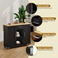 thumbnail image 6 of Walsunny Kitchen Islands Carts with Drop Leaf Table 1 Drawer 5 Wheels 2 Magnetic Doors Rolling Storage Cabinet Black, 6 of 7