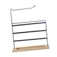 thumbnail image 2 of KLKCMS Desktop Earring Holder Multipurpose Wood Base Iron Frame Hanging Home Vanity Black, 2 of 9