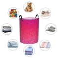 thumbnail image 4 of Balery Light Purple Glitter Cesta de ropa redonda con asas, impermeable, independiente, para ropa, juguetes, dormitorio y familia-Small, 4 of 6