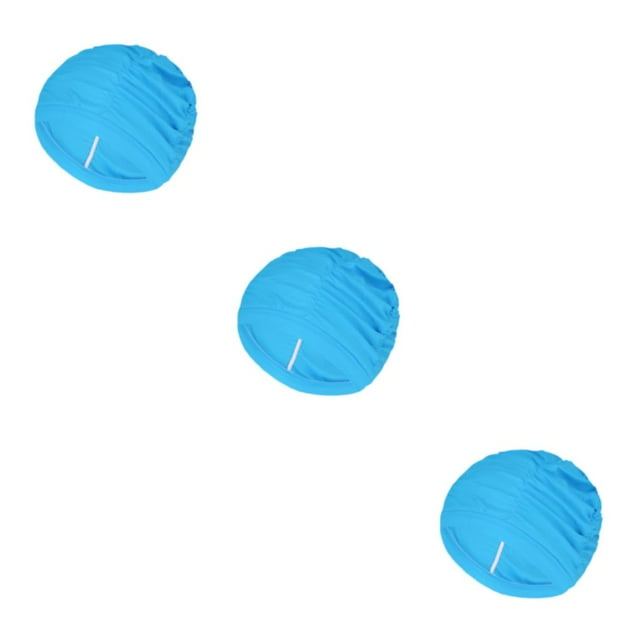 Transemion Easy To And Lightweight Stay Comfortable In Women'sSwimming Cap Durable Nylon Fabric Bathing Cap lake blue 3Set