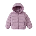 thumbnail image 4 of Kids Hooded Zip up Padded Coat Long Sleeve Warm Winter Jacket with Pockets, Solid Casual Outerwear for Boys Girls Purple, 4 of 8