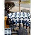 thumbnail image 5 of Outdoor Tablecloth with Umbrella Hole for Patio/Picnic/Party/Camping, Bohemia Waterproof Table Cloth Square Cover Washable, Minimalist Geometric Pattern Abstract Dark Blue (60"x 60"), 5 of 8