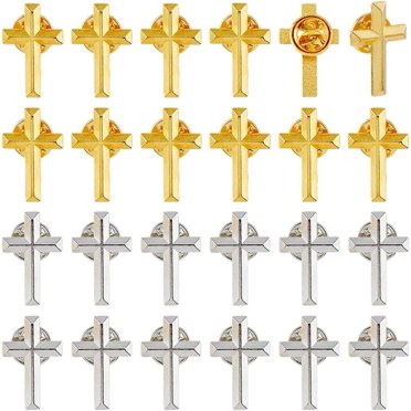SUPERFINDING 4 Stuks Kruisnaalden Legering Kruis Broches Metalen Kruis Broches Voor Begrafenis Kerk Bidden Openbaar Evenement Reversnaald Groothandel Voor Rugzak Kleding