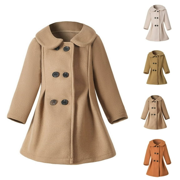 Hrsba Boys Girls Winter Outerwear Coats, Winter Coats for Girls Kids Winter Coat Long Sleeve Solid Color Longline Wool Thick Warm Jacket