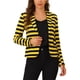 thumbnail image 1 of BLAZER A RAYAS CON SOLAPA NOTCHED DE MANGAS LARGAS Y BOTONES PARA MUJERES CHIC EN COLOR AMARILLO Y NEGRO, 1 of 6