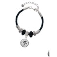 thumbnail image 2 of Delight Jewelry Silvertone Domed Black CRNA Niece Celtic Knot Leather Bead Bracelet, 7"+2" Extender, 2 of 4