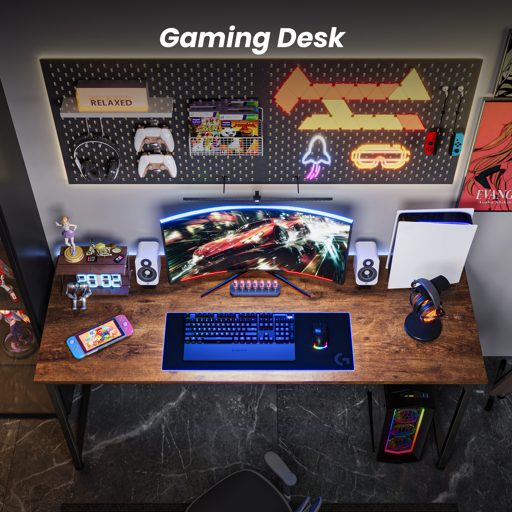 Amadwell 54" Computer Desk, Rustic Brown photo 3