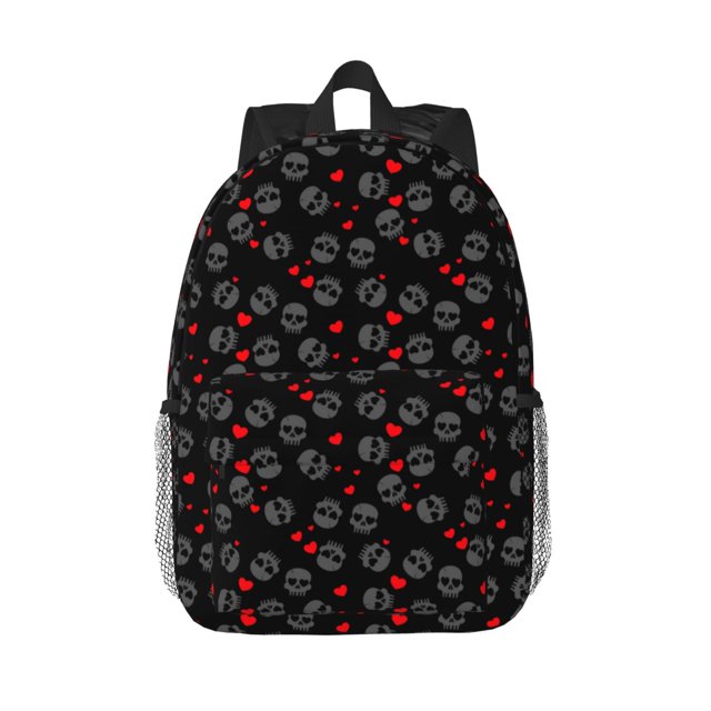 Easygdp Love Valentine's skull Mochila Ligera de 15 Pulgadas para Estudiantes, Mochila Cómoda para la Escuela y Viajes, Correas Ajustables
