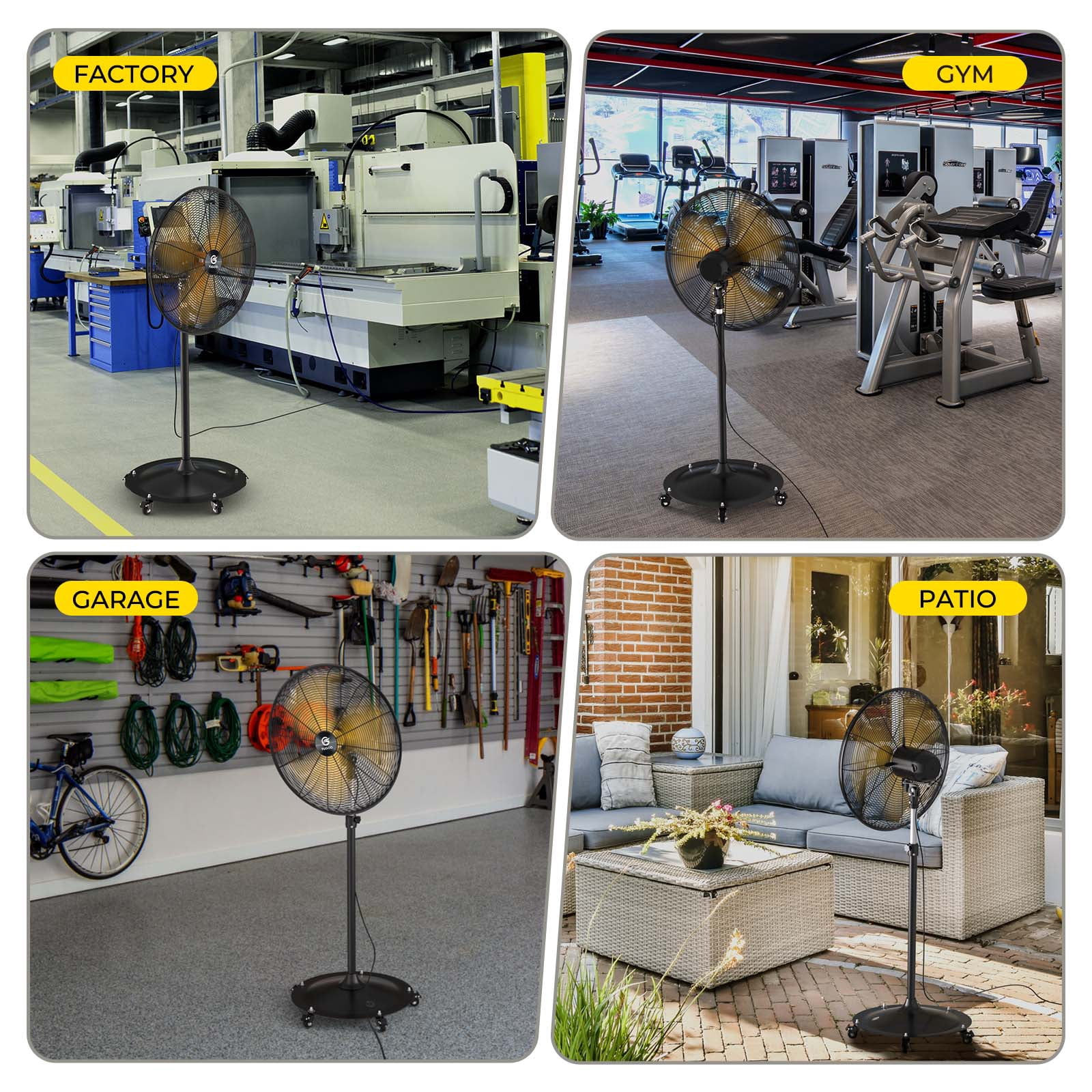 Fugoo 20" Waterproof Pedestal Fan, All Sealed BLDC Motor, 4-Speed, 1200-4000 CFM