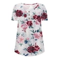 thumbnail image 3 of SMihono Hauts pour Femmes Été Chic Décontracté Mode pour Femmes Débardeur Imprimé Col Rond Ample Manches Courtes Chandail à Enfiler Haut Grande Taille T-Shirt, 3 of 5