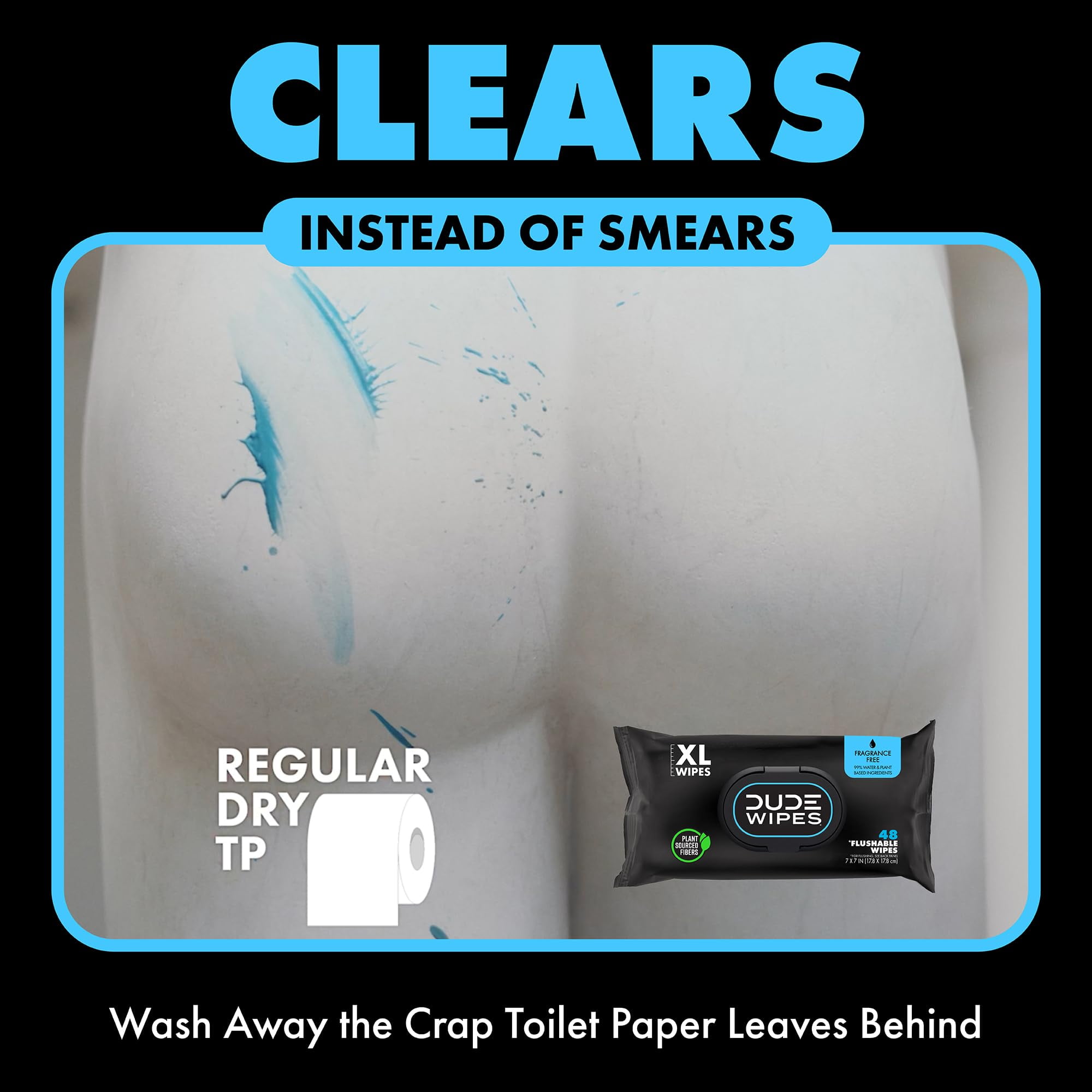 DUDE Wipes - Flushable Wipes - 8 Pack, 384 Wipes - Fragrance Free Extra-Large Adult Wet Wipes - Vitamin-E & Aloe - Septic and Sewer Safe