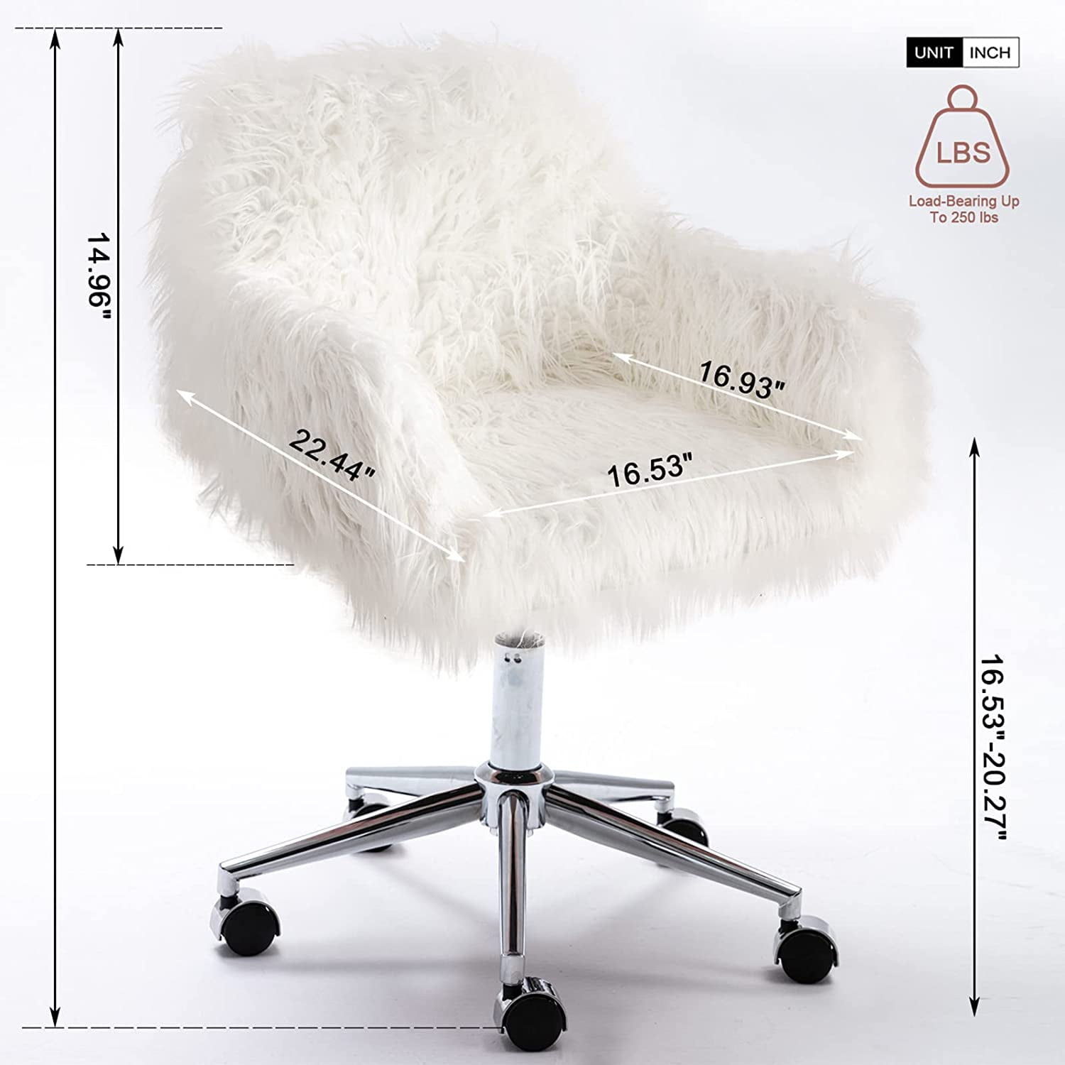 Fluffy Upholstered Office Chair Faux Fur Plush Office Desk Chair