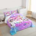 thumbnail image 3 of Feelyou Cartoon Magic Unicorn Queen Comforter Set, Kawaii Princess Castle Bedding Sets, Dreamy Mermaid Scale Bedding Comforter Set, Lightweight Room Decor, 3pcs, 3 of 8