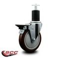 thumbnail image 2 of 5 Inch Maroon Poly Swivel 1-3/4 Inch Expanding Stem Caster with Brake SCC, 2 of 2