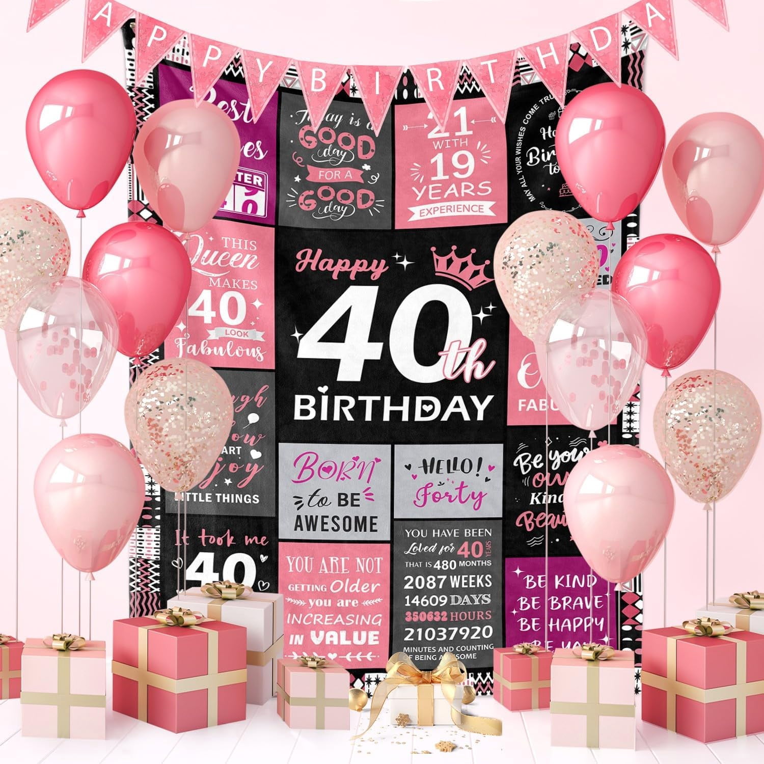 40th Birthday Gifts for Women - 40th Birthday Decorations for Women - 40 Year Old Bday Gifts - Happy 40TH Bday Gift Ideas for 40 Year Old Woman - 1985 Decoration Throw Blanket