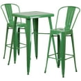 thumbnail image 2 of Emma + Oliver Commercial Grade 23.75SQ Green Metal Indoor-Outdoor Bar Table Set-2 Stools-Backs, 2 of 5