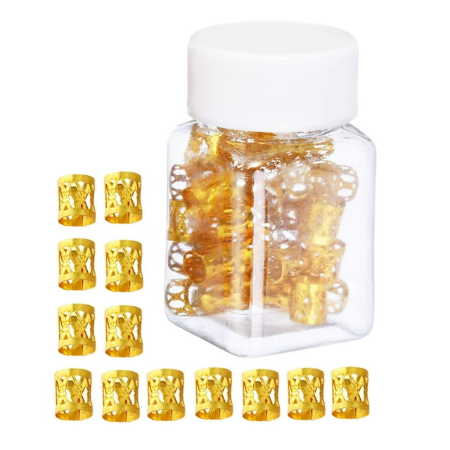 100x Dreadlocks Beads, Metal Hair Braiding Beads, Puños Anillos de joyería para el cabello, Decoraciones, Colgantes para accesorios para el cabello , Oro Sunnimix Perlas para trenzar el cabello
