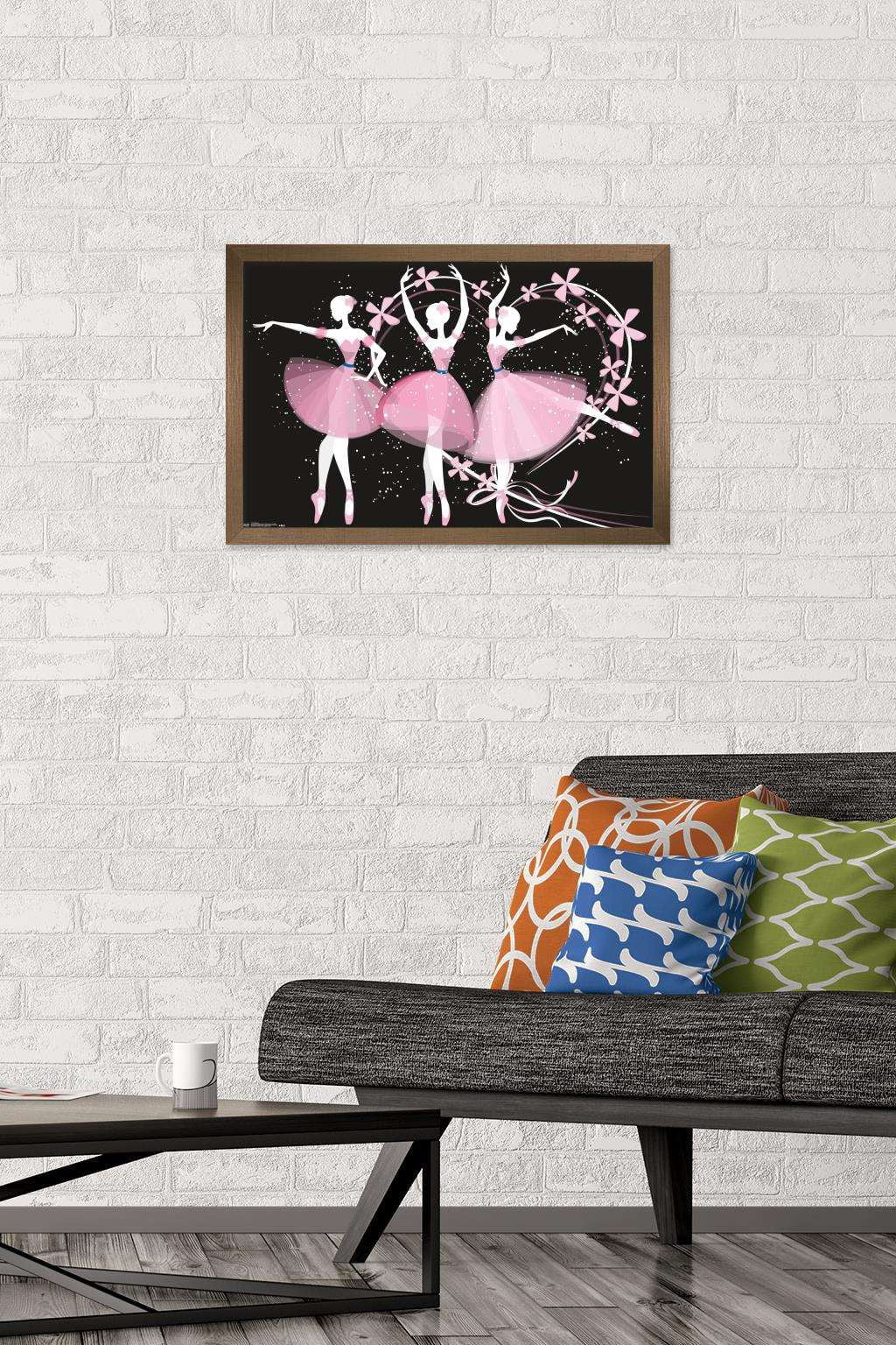 Dancing Ballerinas Wall Poster, 14.725" x 22.375", Framed