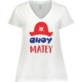 thumbnail image 3 of Inktastic Ahoy Matey, Pirate Hat, Skull and Bones, Pirates Women's Plus Size V-Neck T-Shirt, 3 of 5
