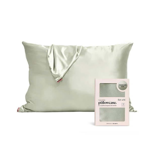 Funda de almohada de satén Kitsch Softer Than Silk Queen Sage Green