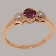 thumbnail image 3 of LBG British Made 18k Rose Gold Natural Pink Tourmaline & Cultured Pearl Womens Statement Ring - 33 size options - Size 9.25, 3 of 7