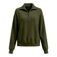 thumbnail image 4 of Women's Half Zip Collar Pullover, Raglan Sleeve Casual Sweatshirt, Pocket Front Kangaroo Pocket, Loose Fit Crewneck Top, Autumn Winter Relaxed Streetwear Style Blackish Green L, 4 of 10