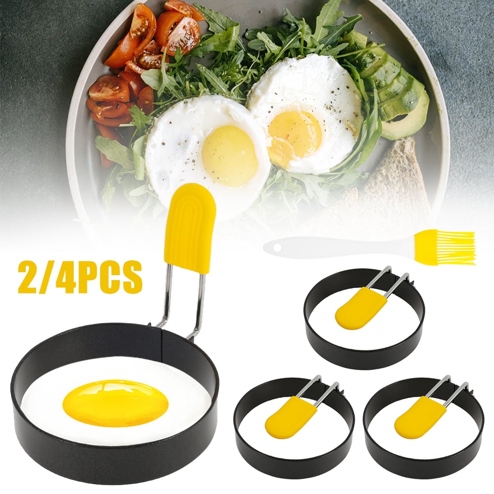 1/2/3PCS Metal Egg Frying Ring Circle Round Fried/Poach Mould — Non Stick Handle