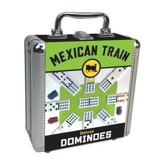 Mexican Train Dominoes Game in Aluminum Carry Case, for Families and Kids Ages 8 and up