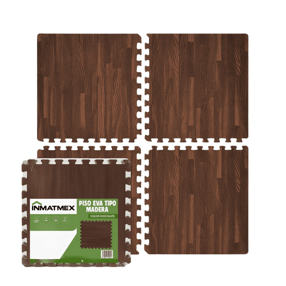 PISO PARA GIMNASIO TIPO MADERA COLOR CHOCOLATE 24PZ INMATMEX