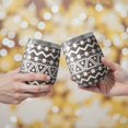 thumbnail image 2 of 12oz Stemless Wine Tumblers Brown and White Geometric Pattern Vacuum Insulated Stainless Steel Travel Tumbler Cups Mug with Lid and Straw for Champaign,Cocktail,Beer with Cleaning Brush, 2 of 5