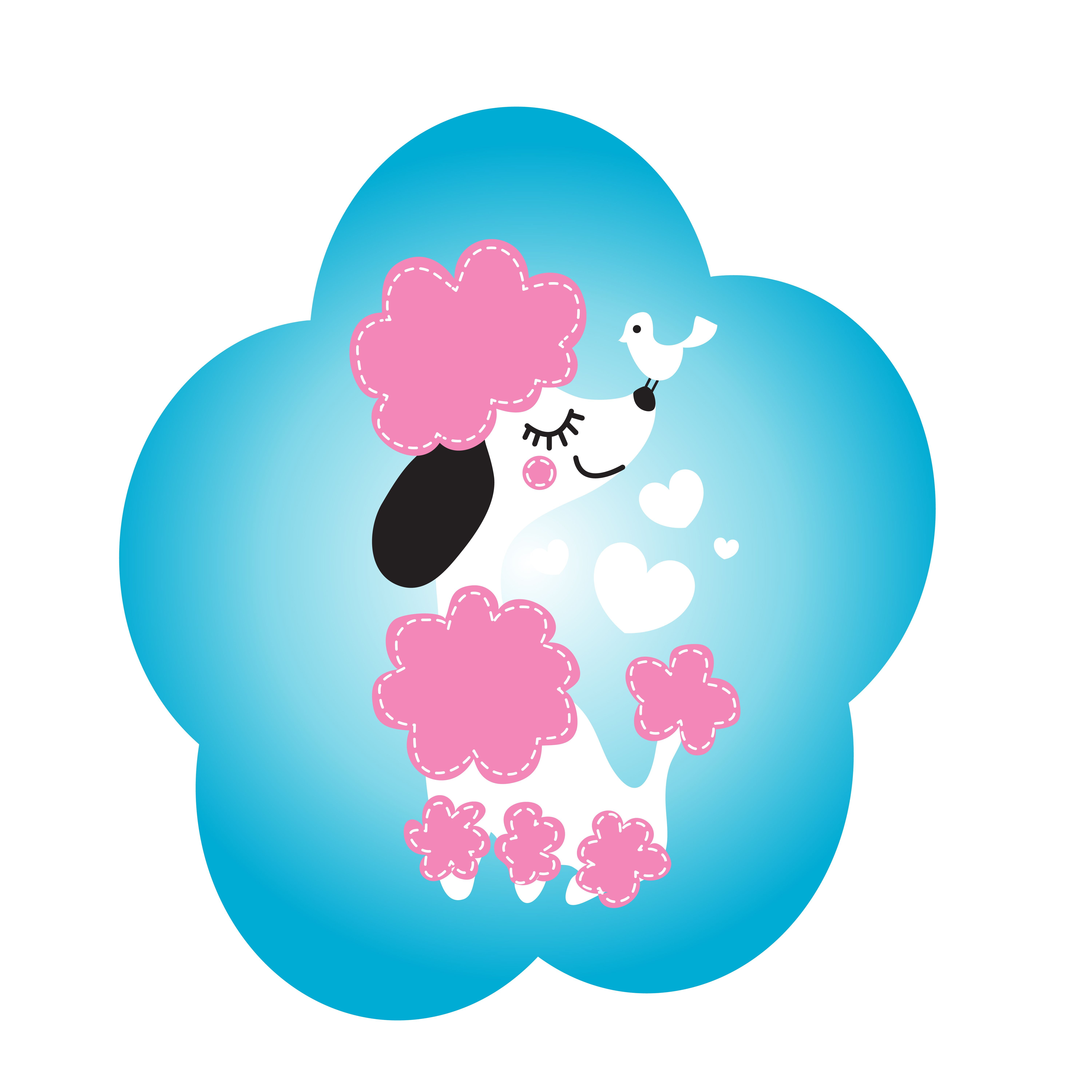Cartoon poodle vinyl wall sticker kids animal art vinyl sticker for