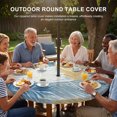 thumbnail image 3 of Round Outdoor Tablecloth with Umbrella Hole and Zipper, Yellow Blue Grey Palm Leaves Tablecloth with Elastic Waterproof, Summer Tropical Plants Botanical Patio Table Covers for 55" - 60" Pool Tables, 3 of 9