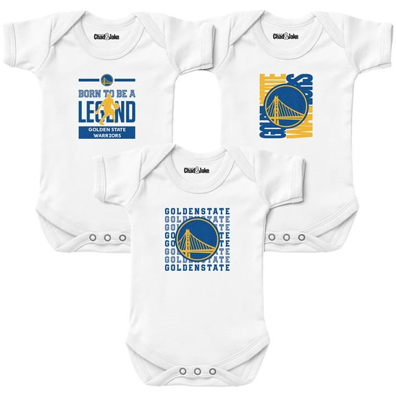 Newborn & Infant Chad & Jake White Golden State Warriors 3-Pack Bodysuit Set