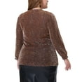 thumbnail image 3 of Agnes Orinda Womens Plus Size Top Metallic Party Glitter Long Sleeve Shiny Disco Sparkle Tops 4X Rose Gold, 3 of 6
