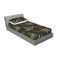thumbnail image 2 of Leaves Fitted Sheet & Pillow Sham Set, Modern and Simplistic Ornament of Exotic Leaf Summer Botanical Art, Decorative Printed 2 Piece Bedding Decor, Twin, Dark Olive Green and Yellow, by Ambesonne, 2 of 2