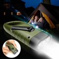 thumbnail image 4 of 2 piezas de linterna solar LED, lámpara de emergencia, linterna de manivela recargable con dinamo con mosquetón para senderismo, viajes, camping, escalada, verde militar, 4 of 5