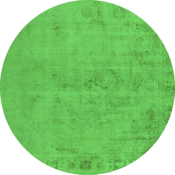 Ahgly Company Indoor Round Oriental Green Industrial Area Rugs, 5' Round