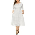 thumbnail image 1 of Ketyyh-chn99 Robes pour Femmes Grande Taille Robe Élégante pour Femme Robe de Soirée Robe d'Été Manche à Volants Ample Fluide Plissée Mini-Robe Blanc,5TG, 1 of 5