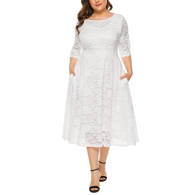 Ketyyh-chn99 Robes pour Femmes Grande Taille Robe Élégante pour Femme Robe de Soirée Robe d'Été Manche à Volants Ample Fluide Plissée Mini-Robe Blanc,5TG