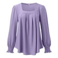 thumbnail image 4 of Womens Puff Long Sleeve Shirts Casual Square Neck Tops Dressy Tunics Apparel T Polyester Tees Women Women Casual Shirts Summer Short Sleeve Athletic Top Long Sleeve Women Work Out Shirt Long Sleeve T, 4 of 5