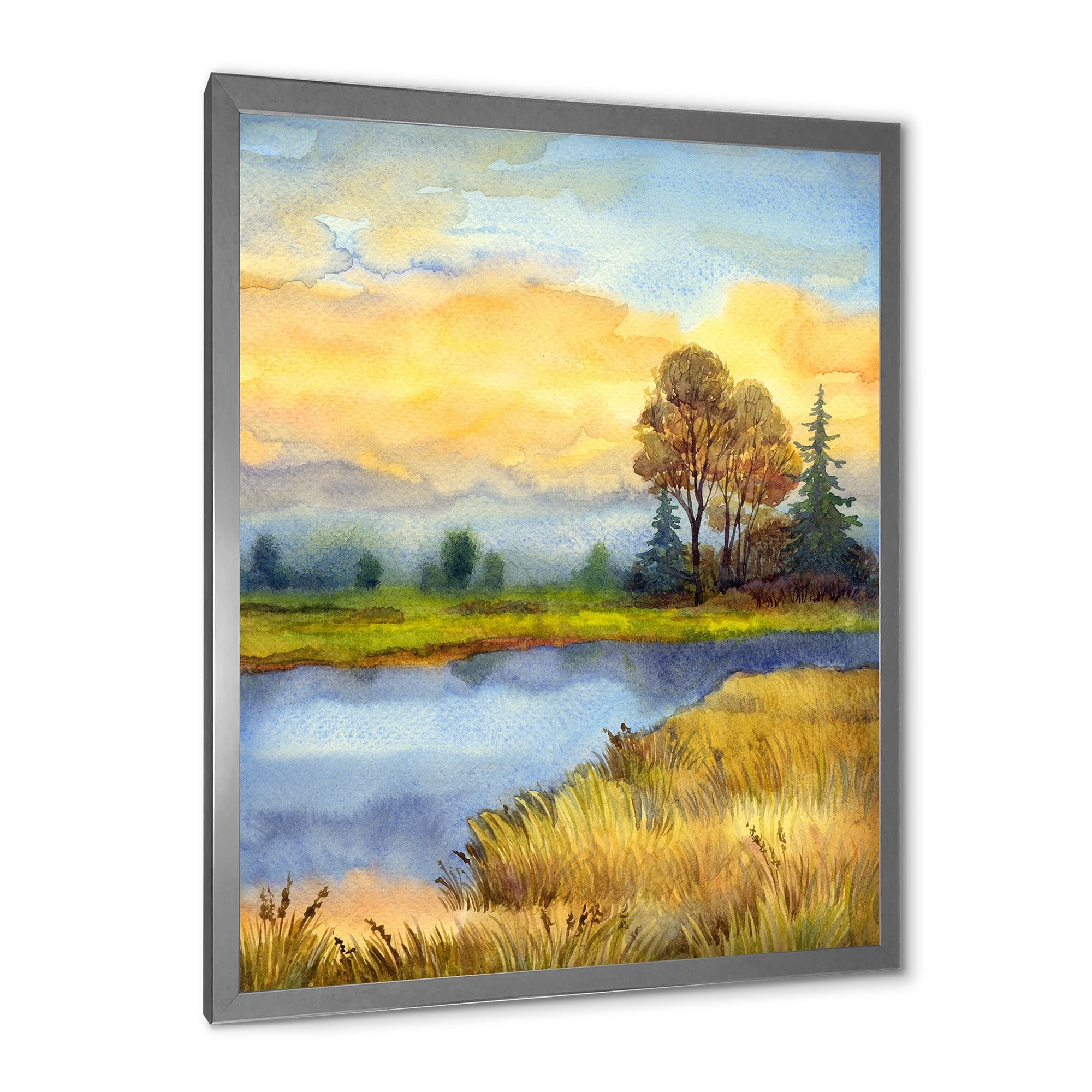 Designart 'The Awakening of Nature Over Meadows' Lake House Framed Art Print