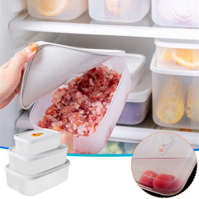 La Rentrée! mtvxesu Ensemble de Boîtes de Conservation Scellées pour Réfrigérateur, Boîte de Rangement pour Aliments Pouvant Être Chauffée au Micro-Ondes, Boîte à Lunch, Boîte Spéciale pour Viande, Ensemble de 3 Pcs Fresh-Keeping Box