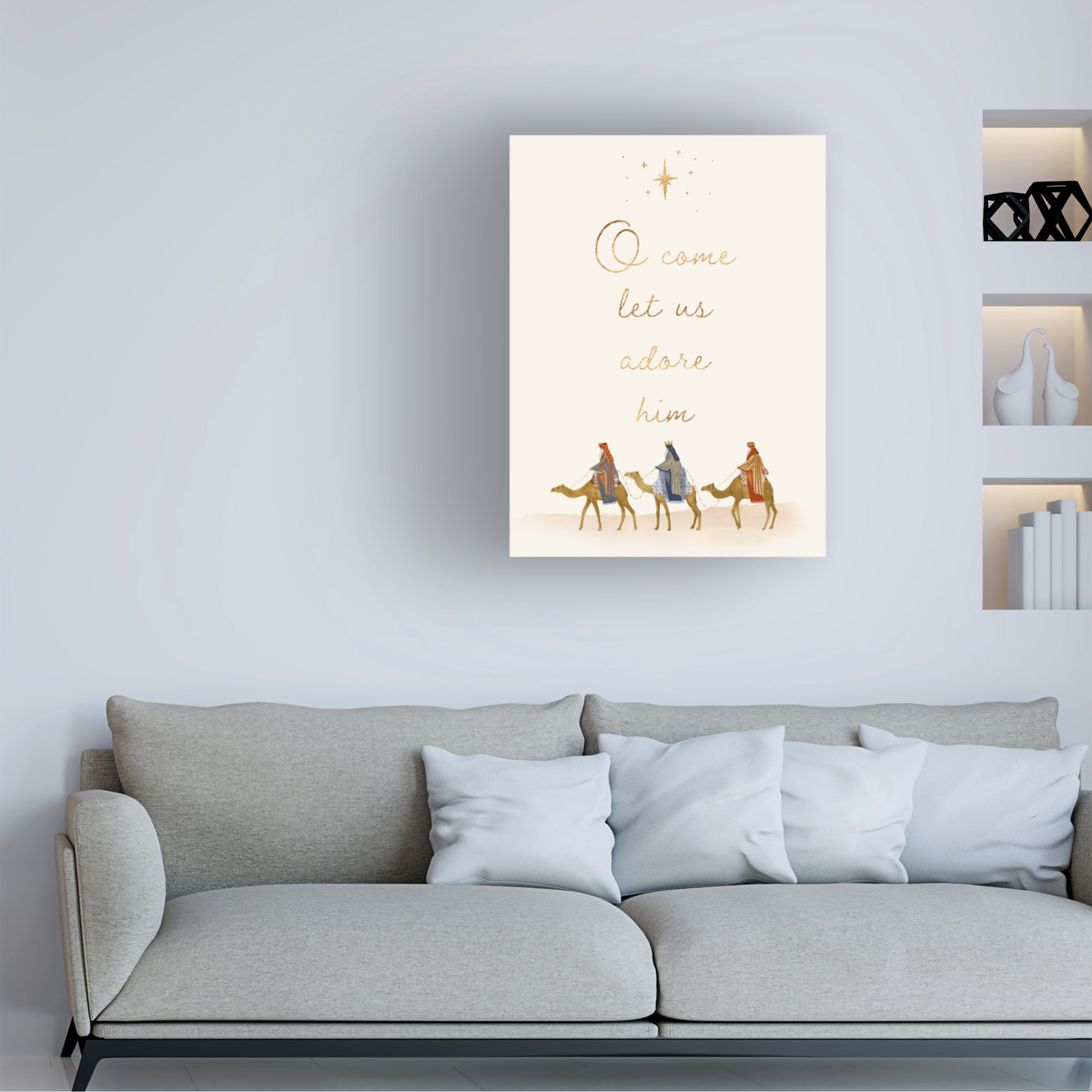 Canvas Wall Art - Victoria Barnes 'Away in a Manger I' Wall Art for Living Room, Bedroom, or Office Décor by Trademark Fine Art - 18 x 24 Inches