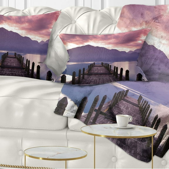 Designart Beautiful Spring Sea at Morning - Photography Throw Pillow - 12x20